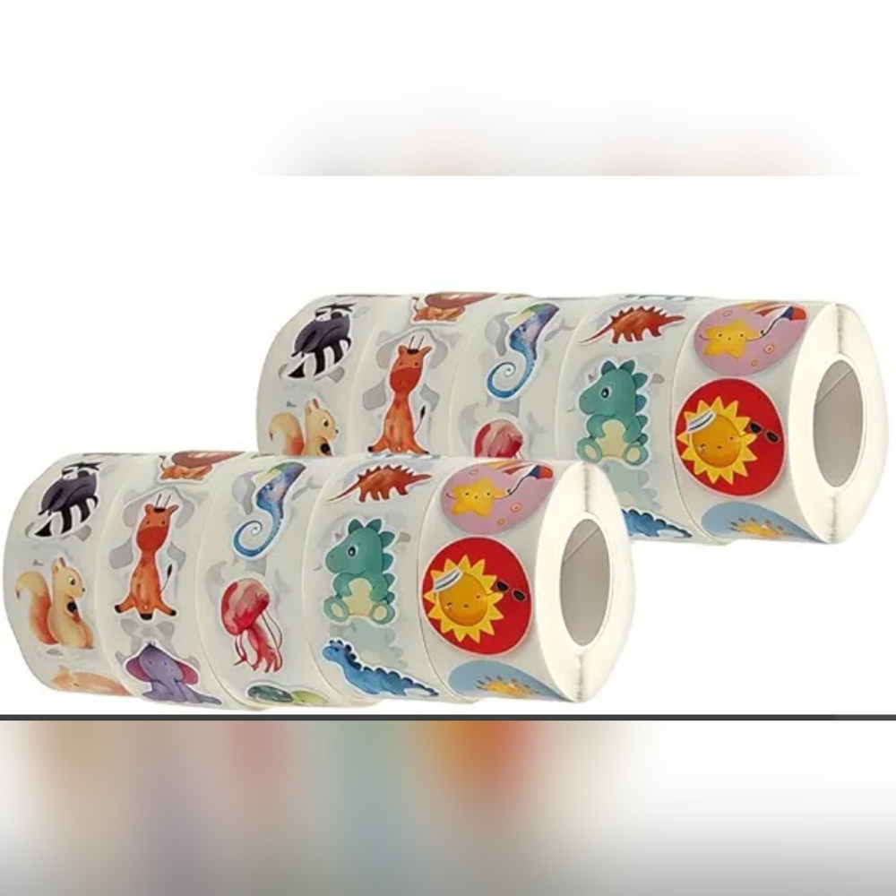 5000 Kids Stickers - 10 Rolls Of 500! Animals Cute Fun NEW